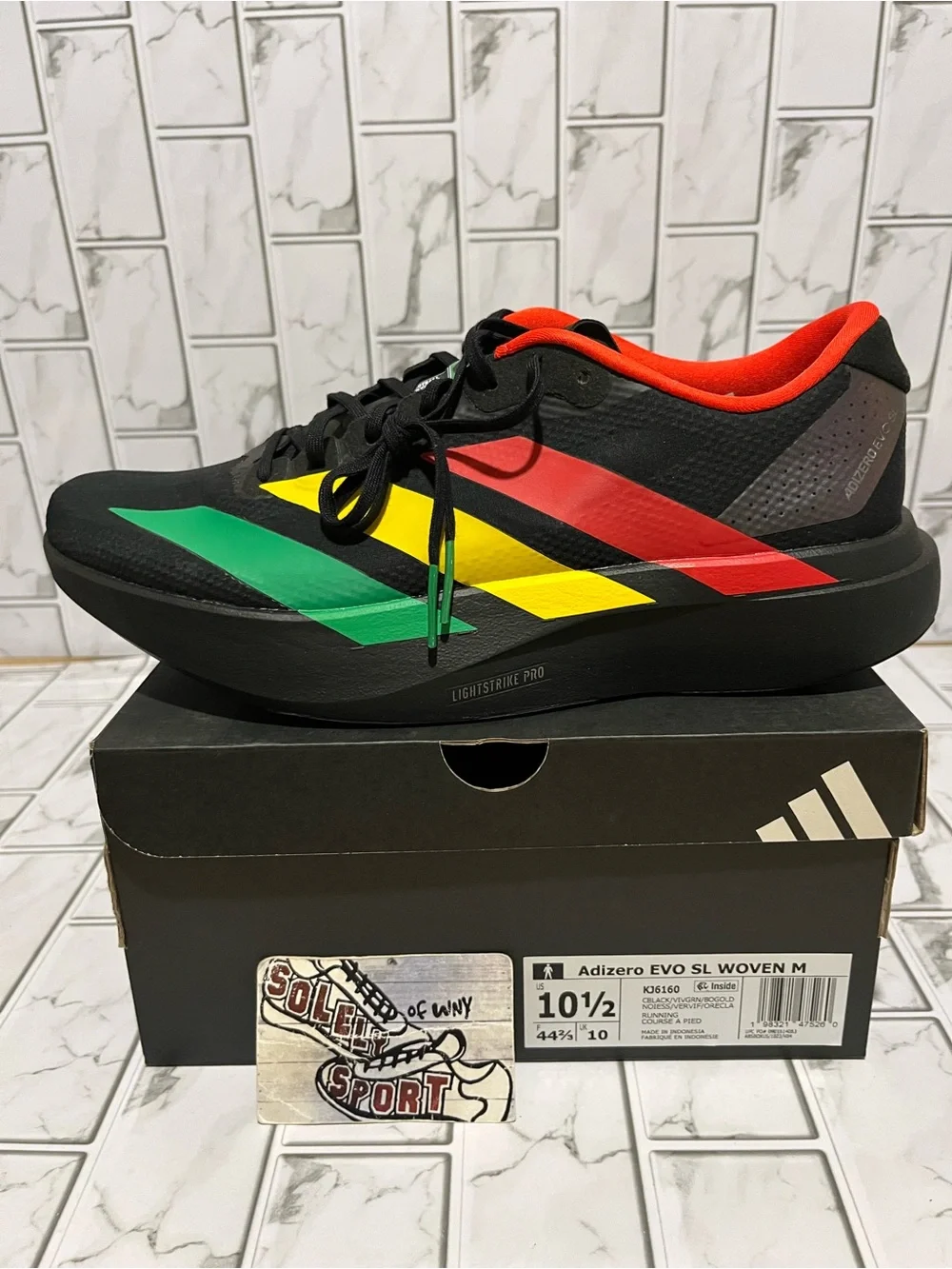 New Adidas Adizero Evo SL Woven Bob Marley Red Green Black Running Shoes Gym Men